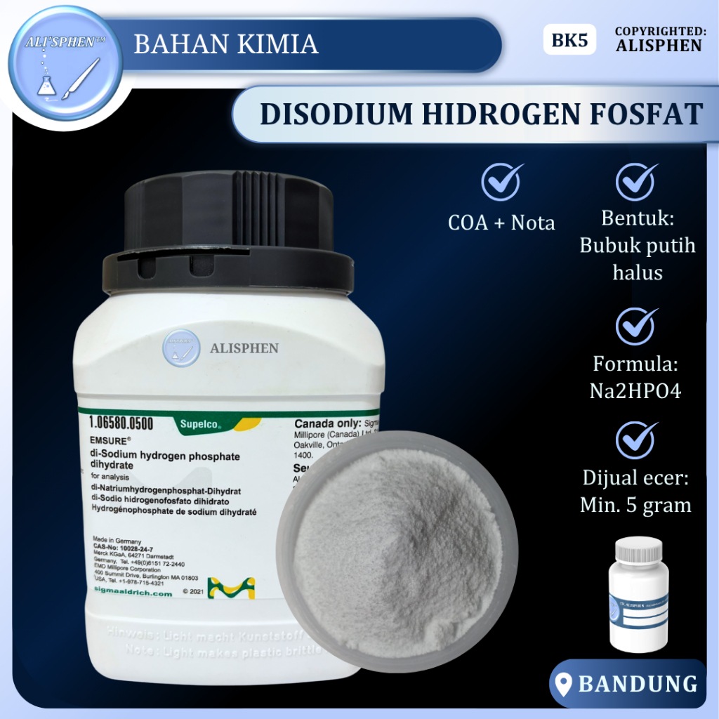 [BK5] Di-sodium Hydrogen Phosphate | Na2HPO4 | MERCK | EMSURE ACS,ISO,Reag. Ph Eur