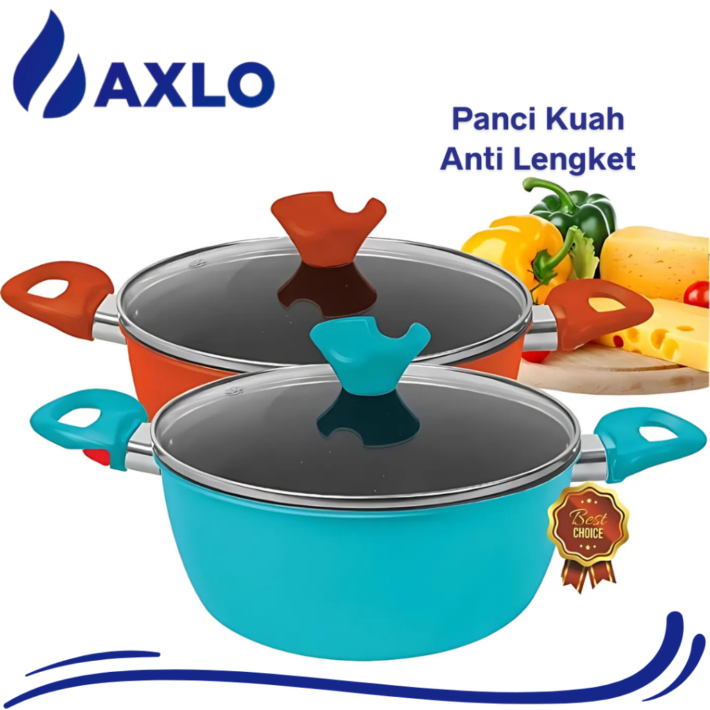 Panci Sup Stainless Tutup Kaca Panci kuah Sup Panci Enamel Warna Anti lengket Tutup kaca 20CM 22CM