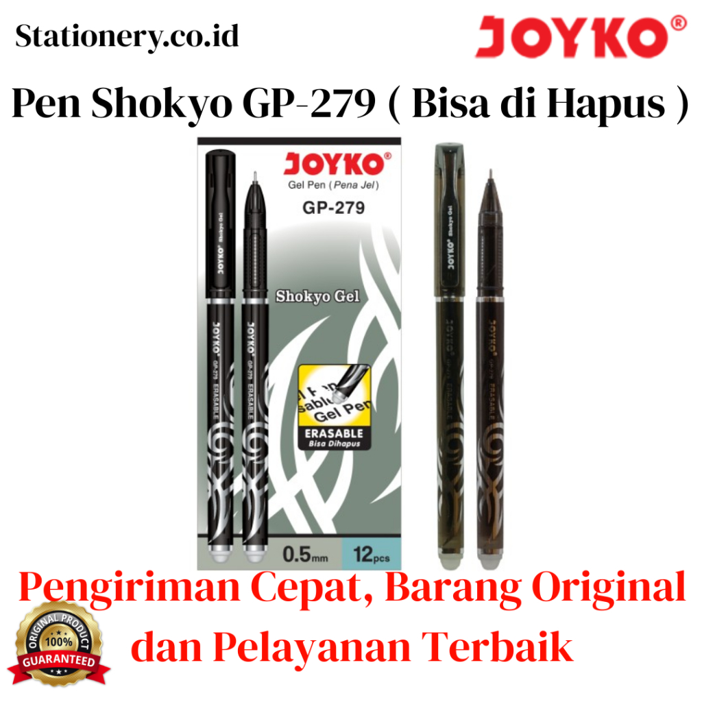

Erasable Gel Pen Joyko Shokyo GP 279 / Pulpen Cabut GelPen Shokyo GP-279 0.5 mm Bisa Dihapus