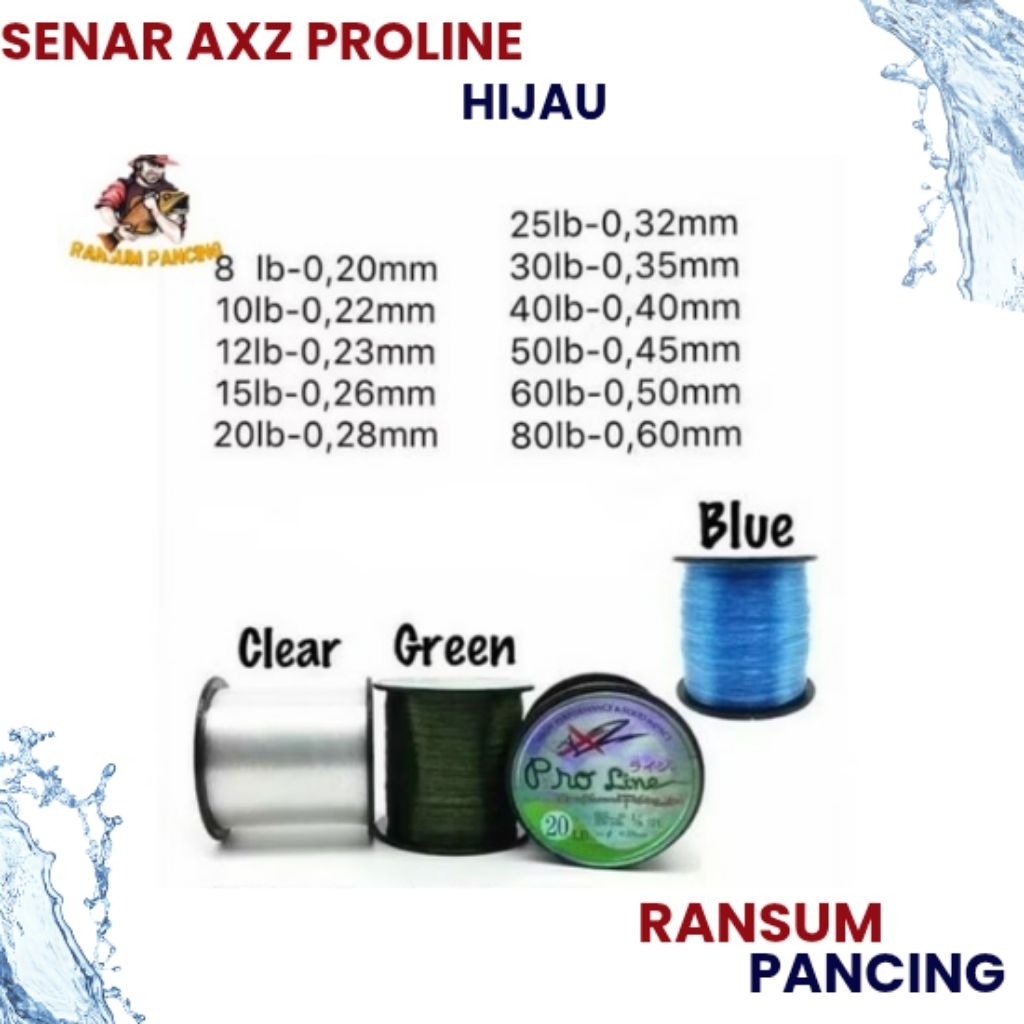 Senar Pancing Kuat AXZ Proline Original Hijau / Benang Pancing Super Kuat Panjang