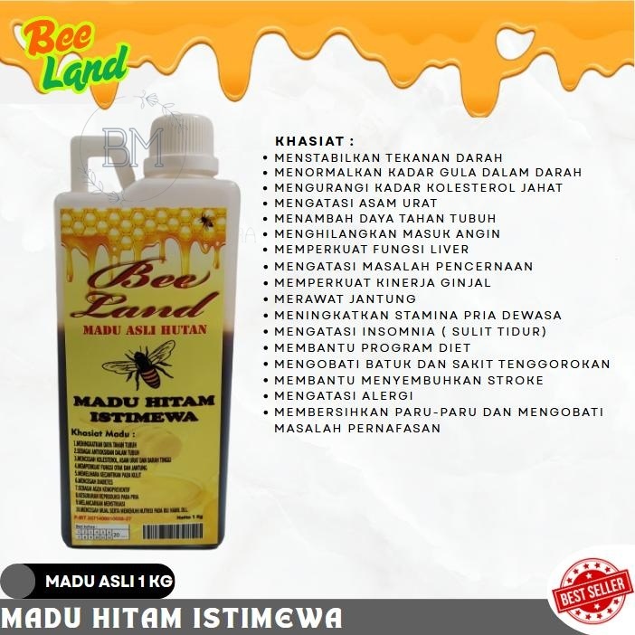 

MADU HITAM ISTIMEWA 1000g BEE LAND 100% ASLI MADU 1kg BMS