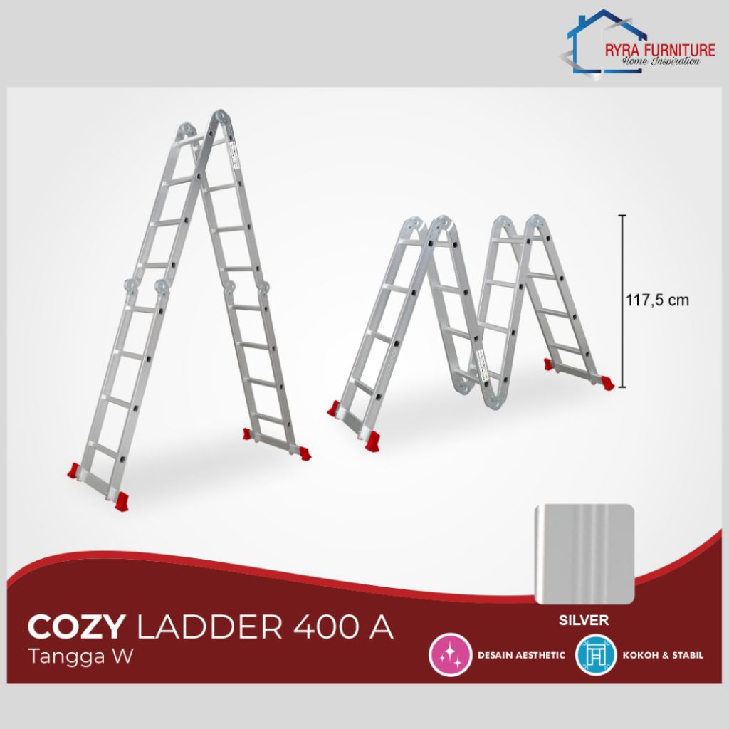 ACTIV - COZY LADDER 400 A - TANGGA W BAHAN ALUMINIUM/TANGGA MULTIFUNGSI ALUMINIUM/TANGGA KUAT