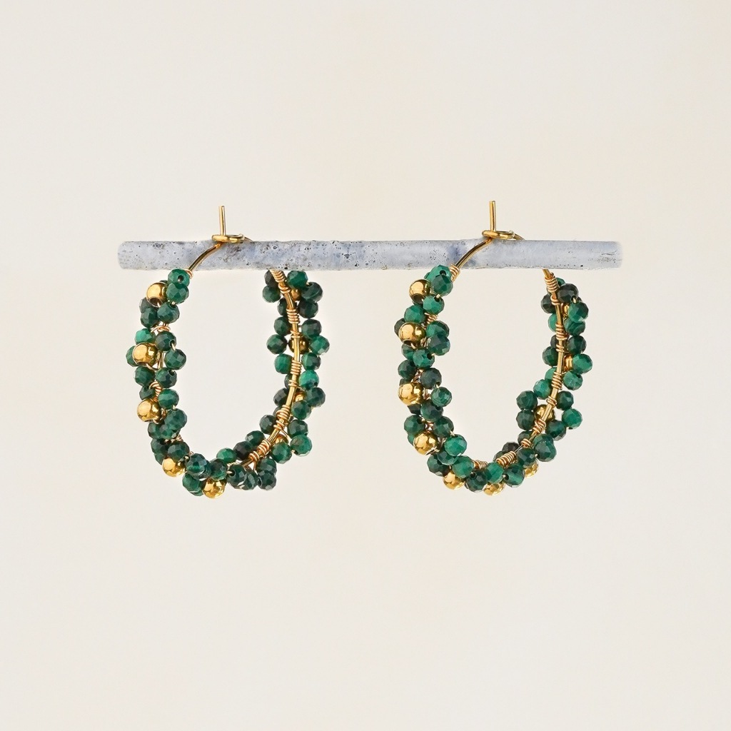 Malachite Bead Hoops | Soreya Anting Malachite