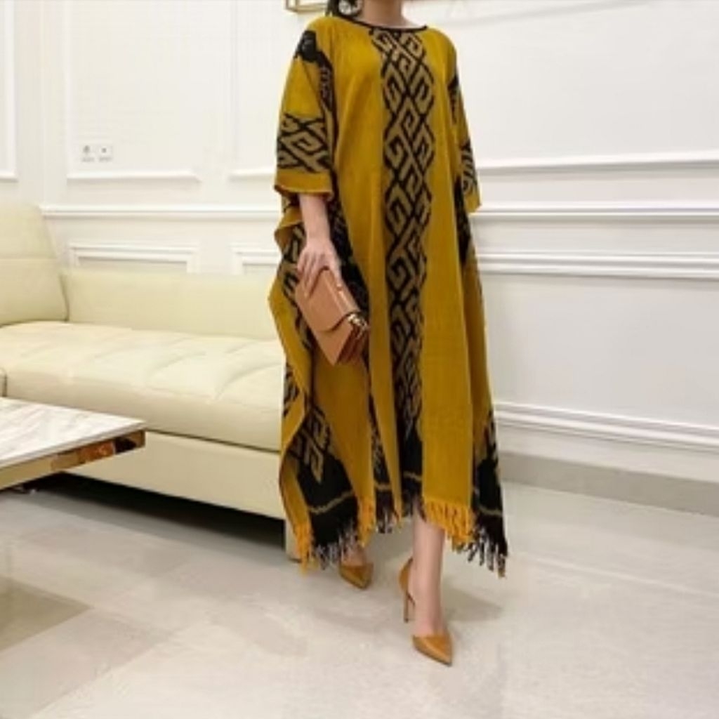 Kaftan Tenun  Jumbo  dress kondangan baju pesta gamis tenun etnik