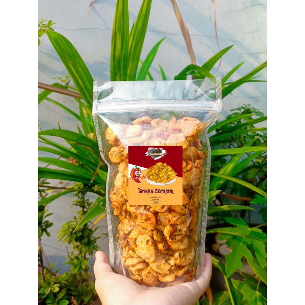 

keripik otak otak pedas daun jeruk/keripik pedas