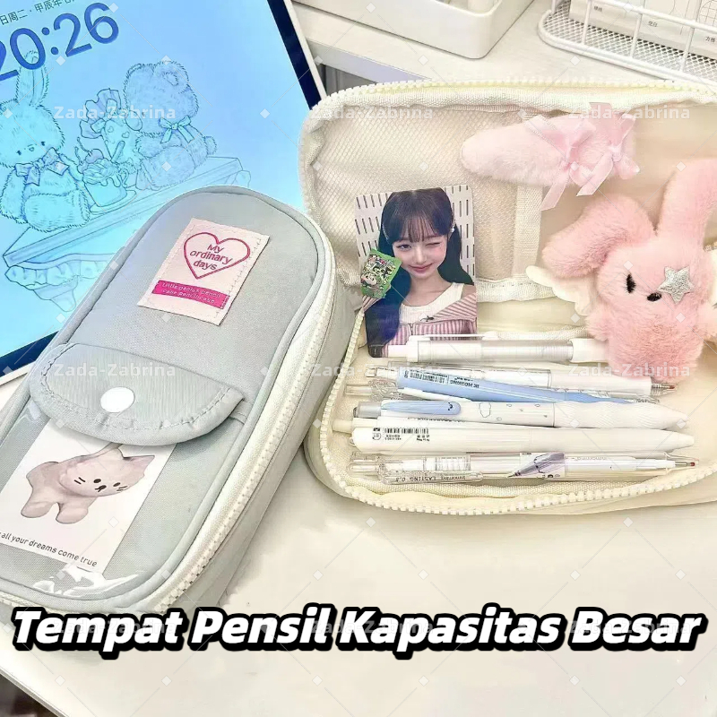 

ZADA Pensil Tempat Pensil Retro Heart Zipper Kapasitas Besar Alat Tulis Kosmetik Pouch / Tas Pena Penyimpanan Alat Termurah Siswa