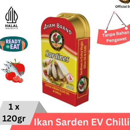 

Ayam Brand - Ikan Sarden Kaleng Extra Virgin Olive Oil Pedas 120gr