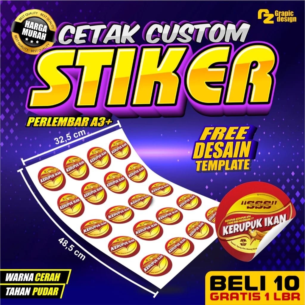 

CETAK STIKER CHROMO CUT A3 MURAH / CETAK STIKER LABEL KEMASAN MAKANAN MINUMAfN ONLINESHOP MURAH