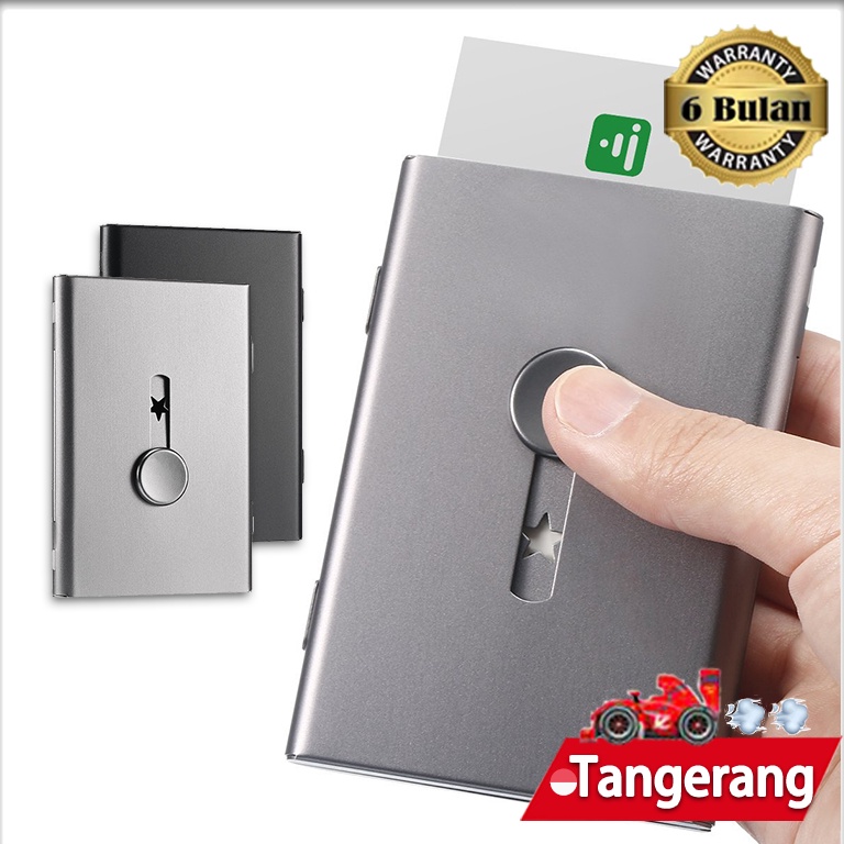 

KODE E1D Kotak Kartu Nama Aluminium Tipe Geser Dorong Tangan Box Kartu Nama Premium