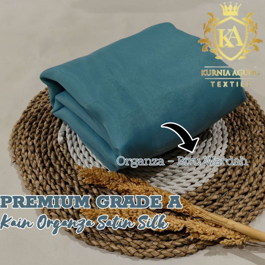 ½ Meter Kain Organza Organdi Kaca Polos Warna BIRU WARDAH Premium Grade A Termurah Harga Grosir Baha