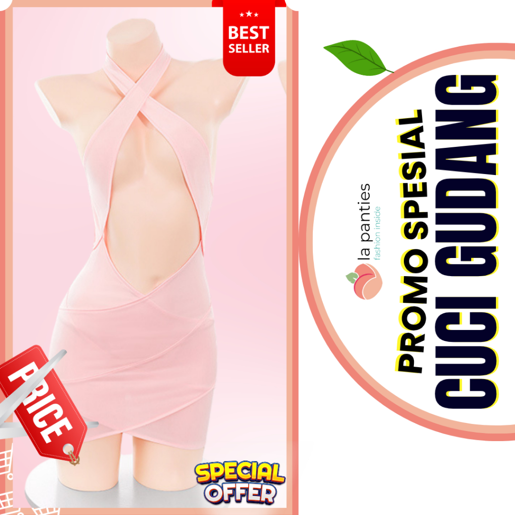 La Panties Baju Mini Dress Lingerie Baby Doll Sexy Press Badan Body Fit Gaun Malam Wanita Dewasa Mod