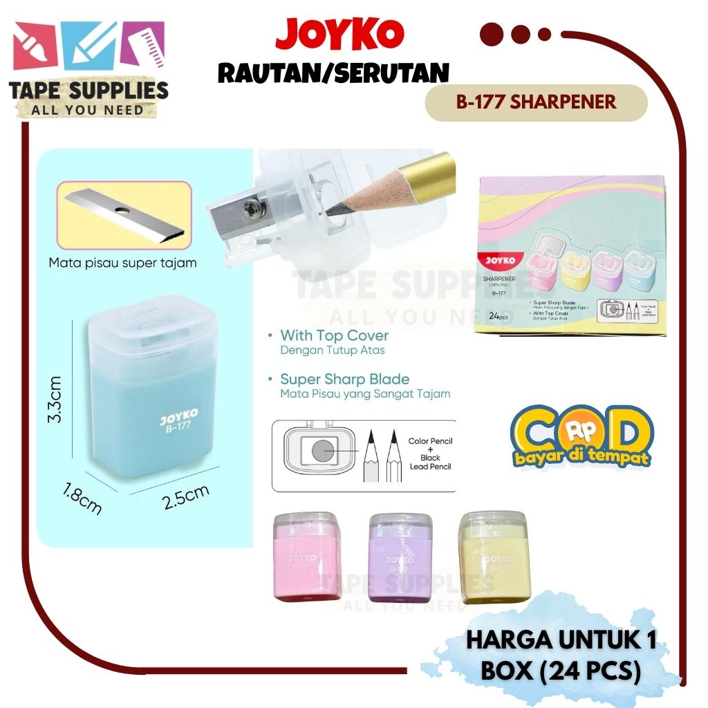 

TERBARU!!! (24 PCS) Serutan Pensil Kayu JOYKO B-177 PASTEL