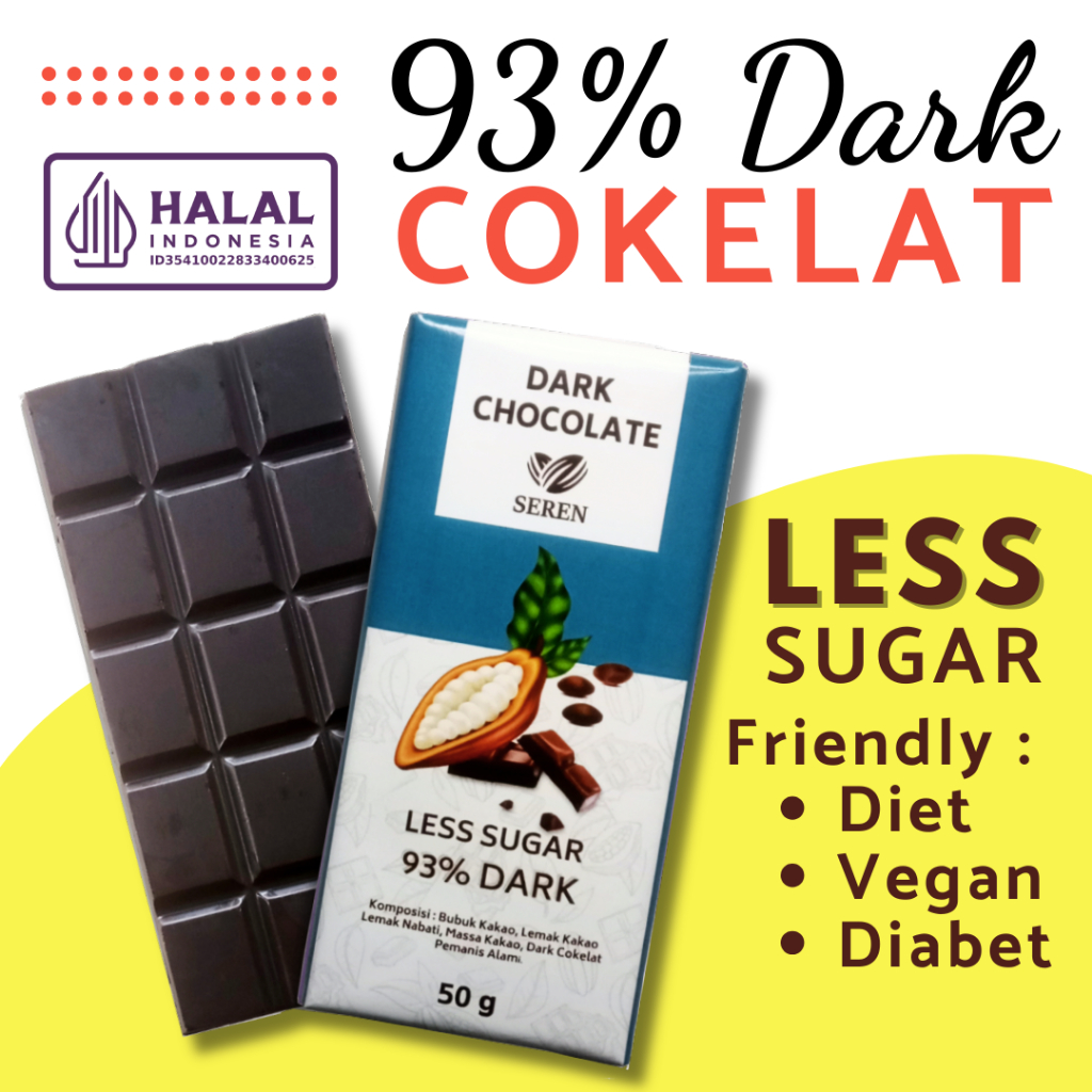 

Navi_Lezatoz Bar Coklat Dark Rendah Gula (+ Stevia ) Homemade Dark Coklat Batangan 50 Gram