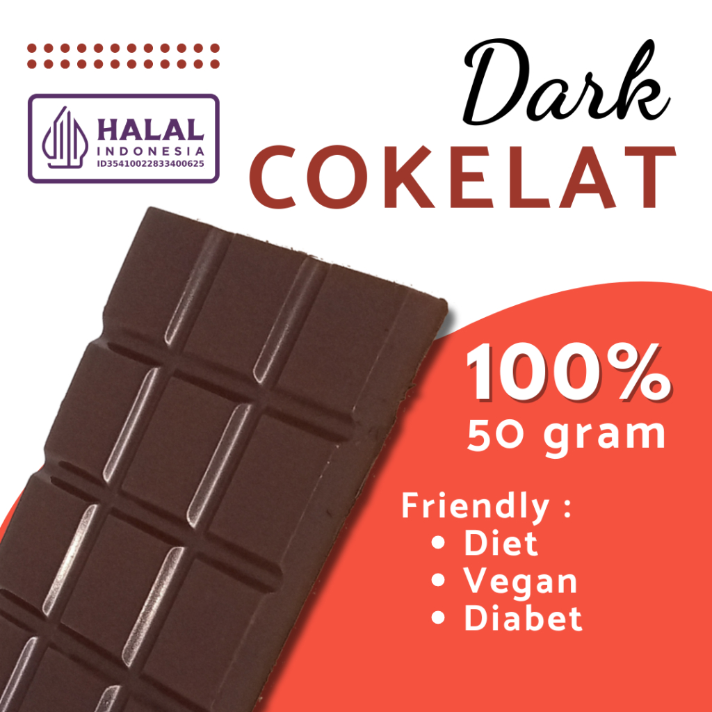 

100% Dark Chocolate | Coklat Dark Untuk Diet, Vegan, Diebetes | Tanpa Susu Dan Tanpa Gula