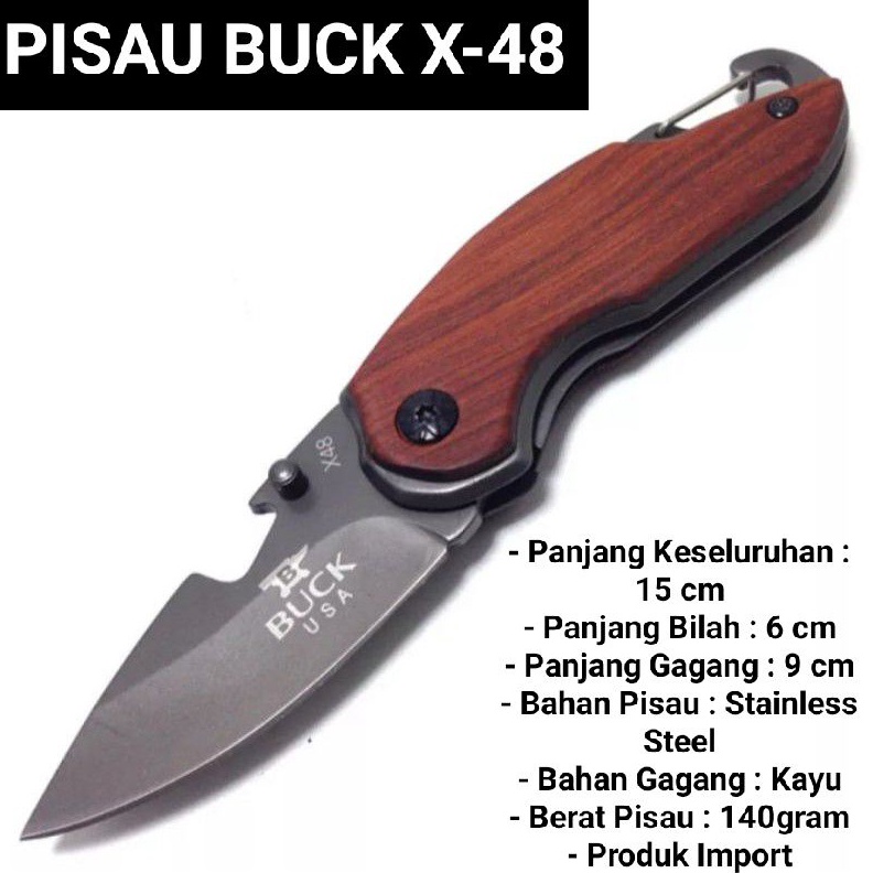 KODE D7G Pisau buck X48  PISAU LIPAT BUCK X48  PISAU LIPAT CAMPING  PISAU BERBURU  Pisau outdoor sta