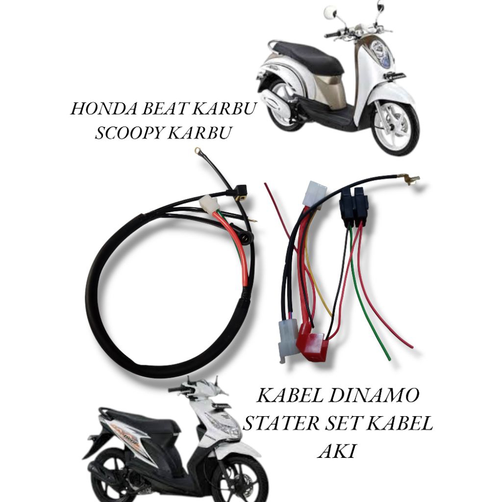 Fullset Kabel Aki Accu Set Dinamo Stater Honda Beat Karbu Kvy Scoopy Karbu