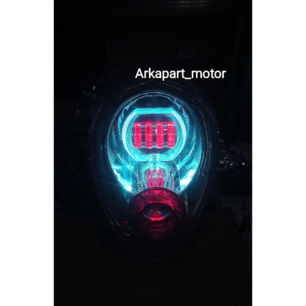 Paket Ganteng Reflektor Lampu Depan Scoopy Karbu Batok Depan Scoopy Lama Plus Biled Projie 4 Lensa B