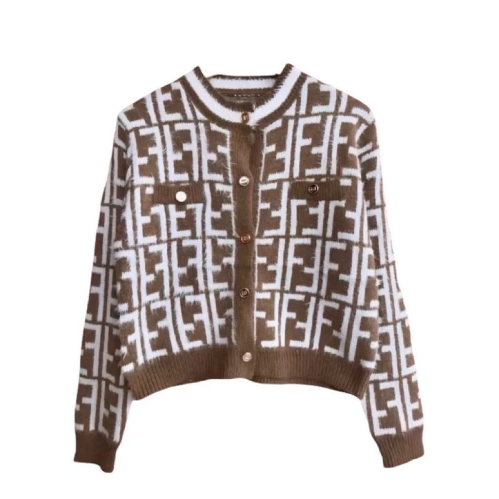 FELMA CARDIGAN CROP Rajut Knit Bulu Fuzzy Lembut