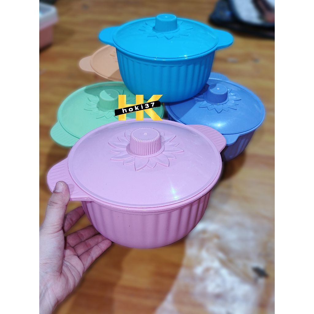 BASI BULAT / WADAH SAJI PLASTIK + TUTUP / WADAH SAYUR / WADAH NASI