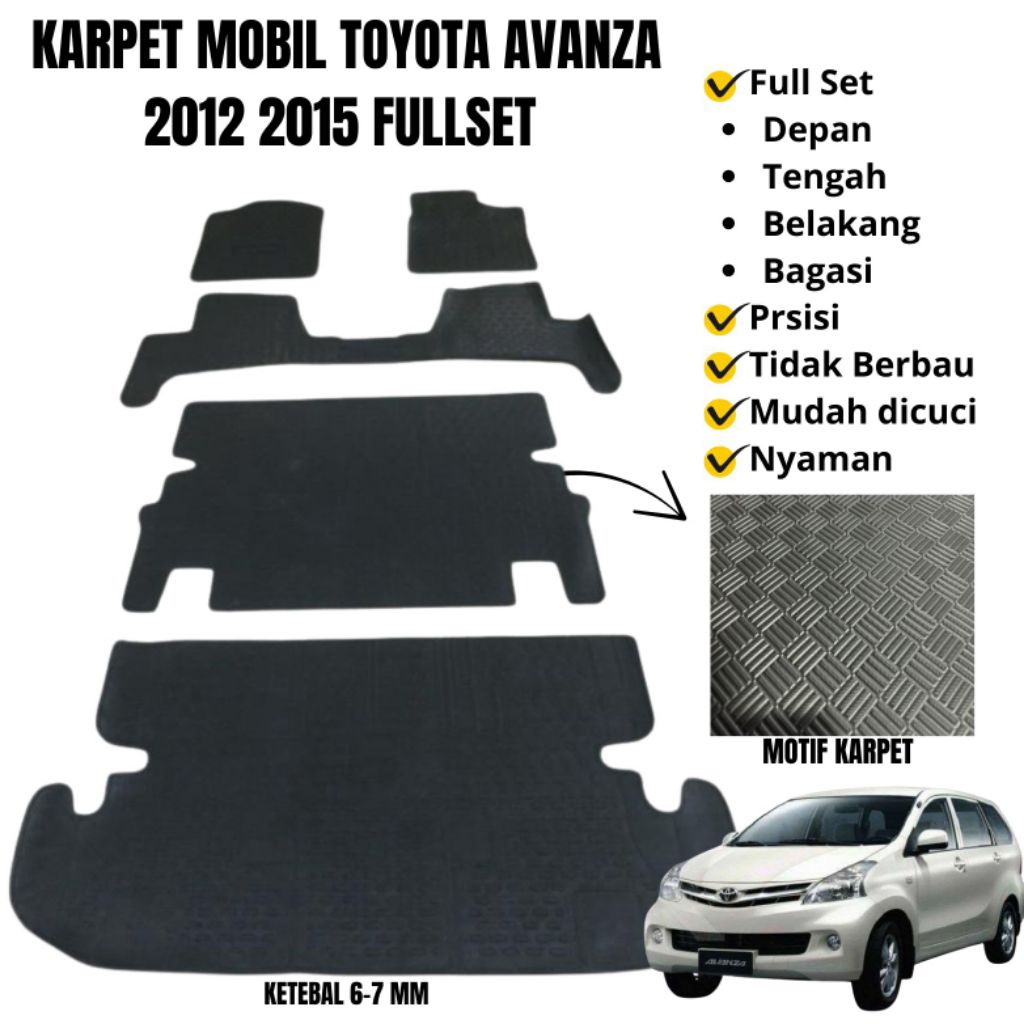 Karpet Mobil Toyota Avanza 2012 2015 Alas Kaki Matras Karet mobil Avanza fullset 2012 2013 2014 2015