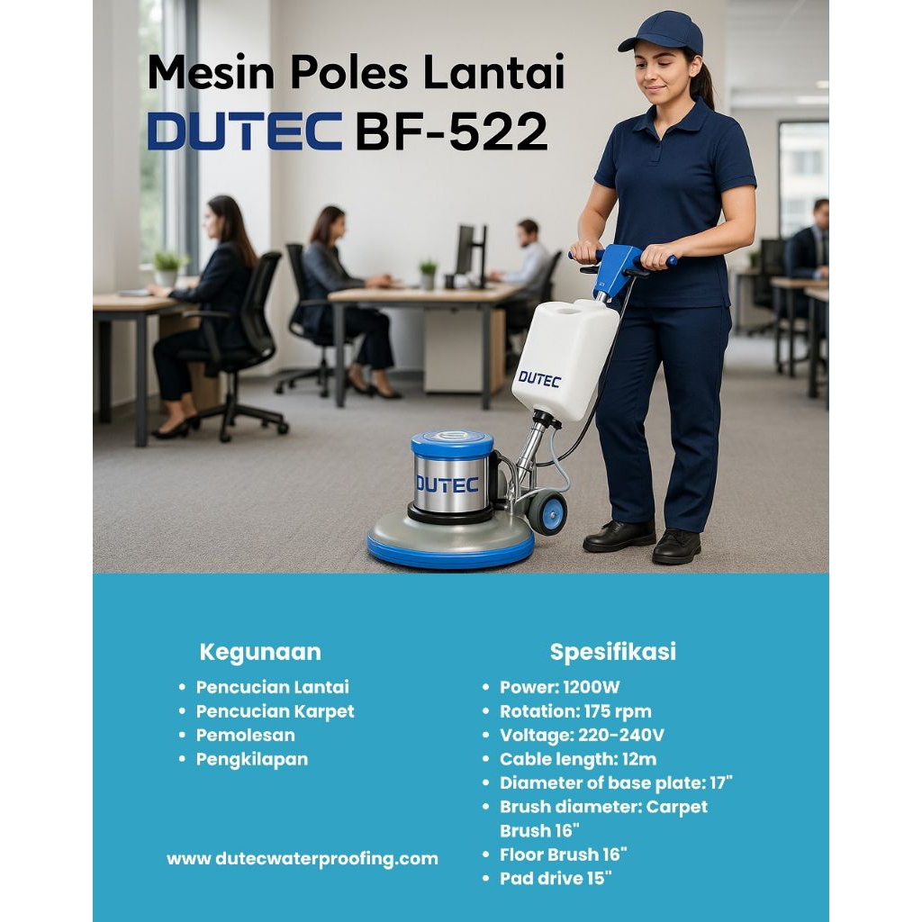 Dutec Mesin Poles Lantai / Floor Polisher Machine BF-522 / BF-523