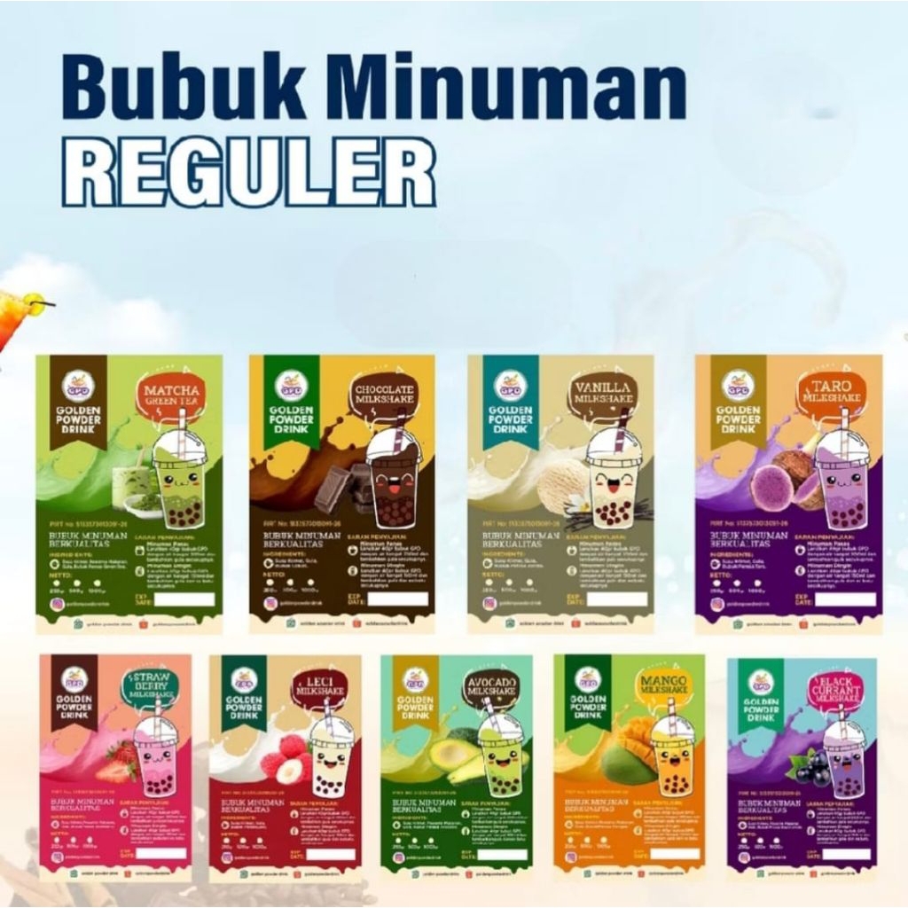 

bubuk minuman saset berbagai varian