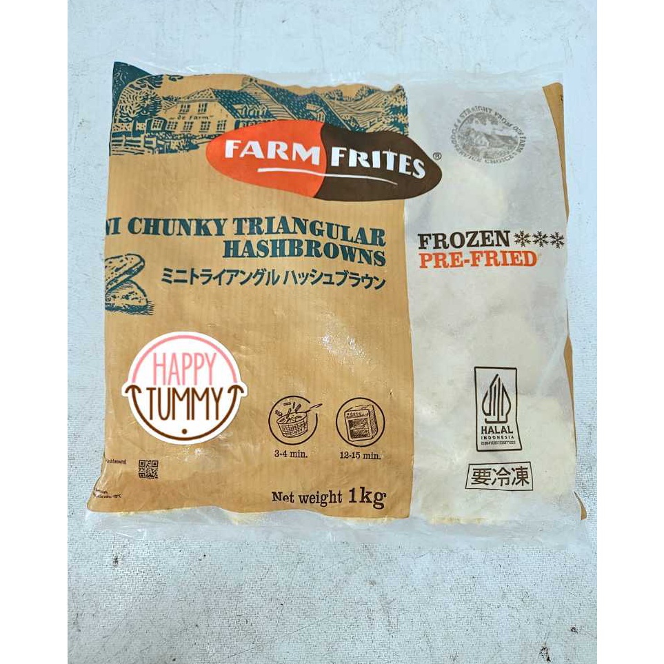 

Farm frites mini chunky triangle hashbrown french fries kentang goreng beku frozen food