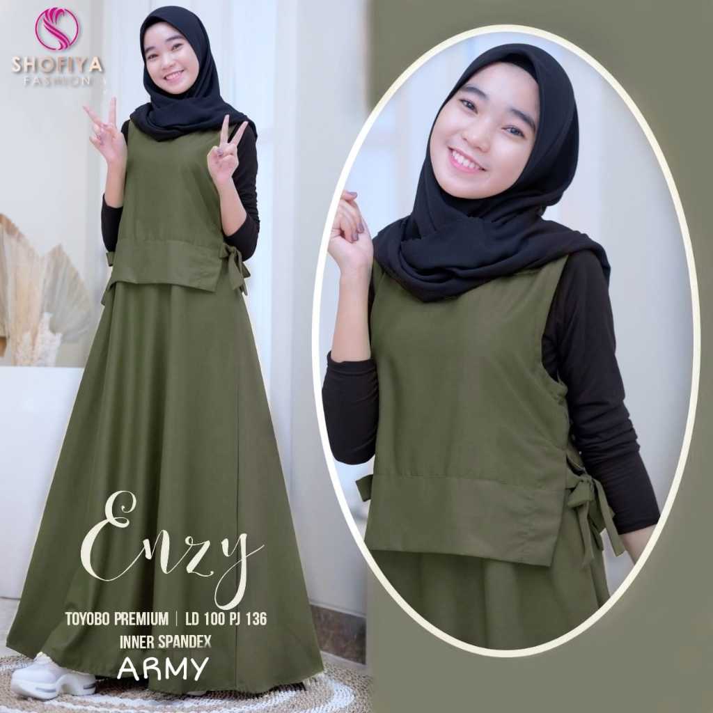 Almahyra Enzy Set Setelan Wanita Overall by Shofiya Spandex Adem Jatuh