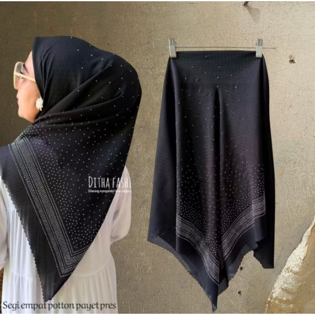 Jilbab Segi empat Payat glamor sultan mewah / kerudung  segi empat motif payet manik  manik / hijab 