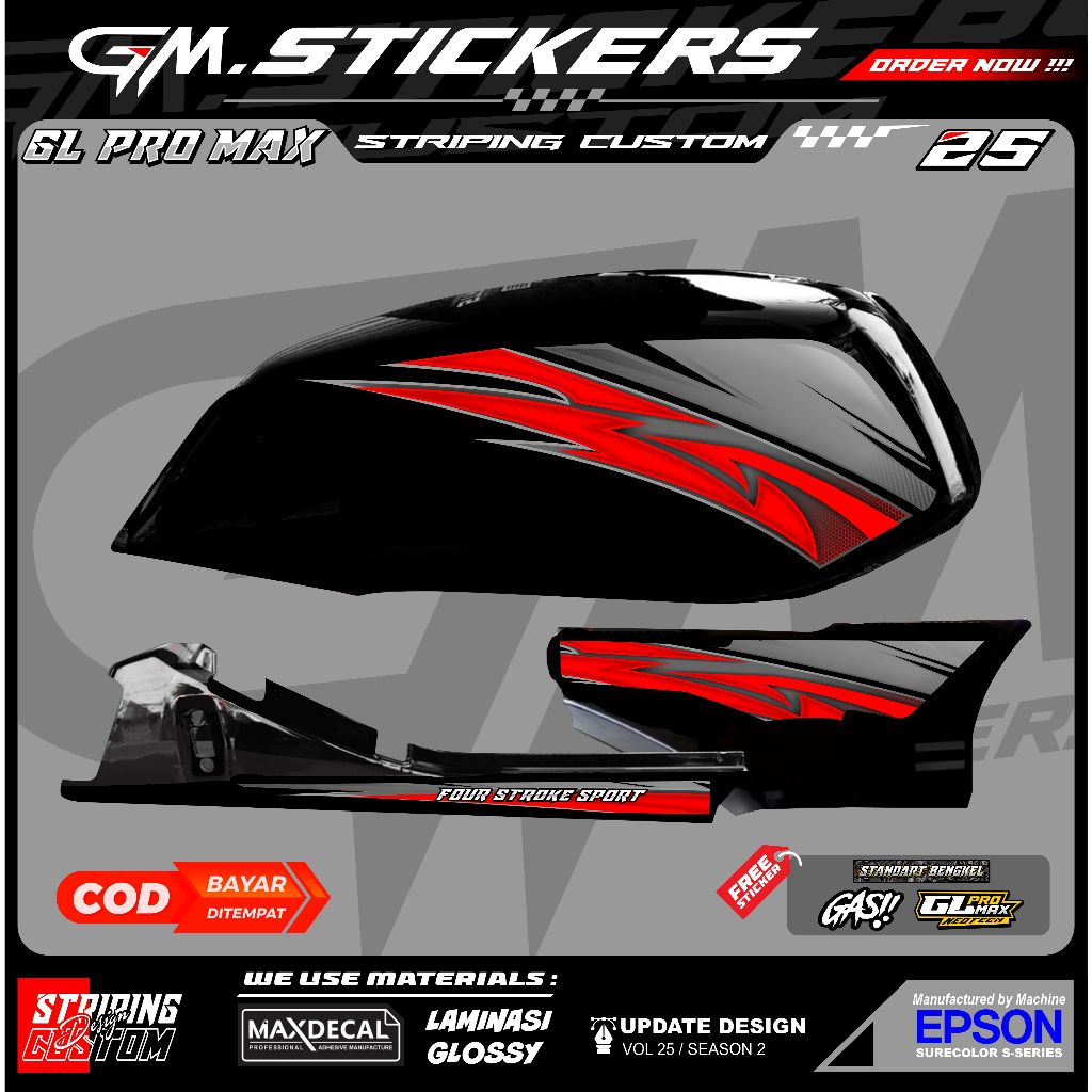STRIPING STIKER LIS VARIASI MOTOR HONDA GL MAX GL PRO NEO TECH  K41