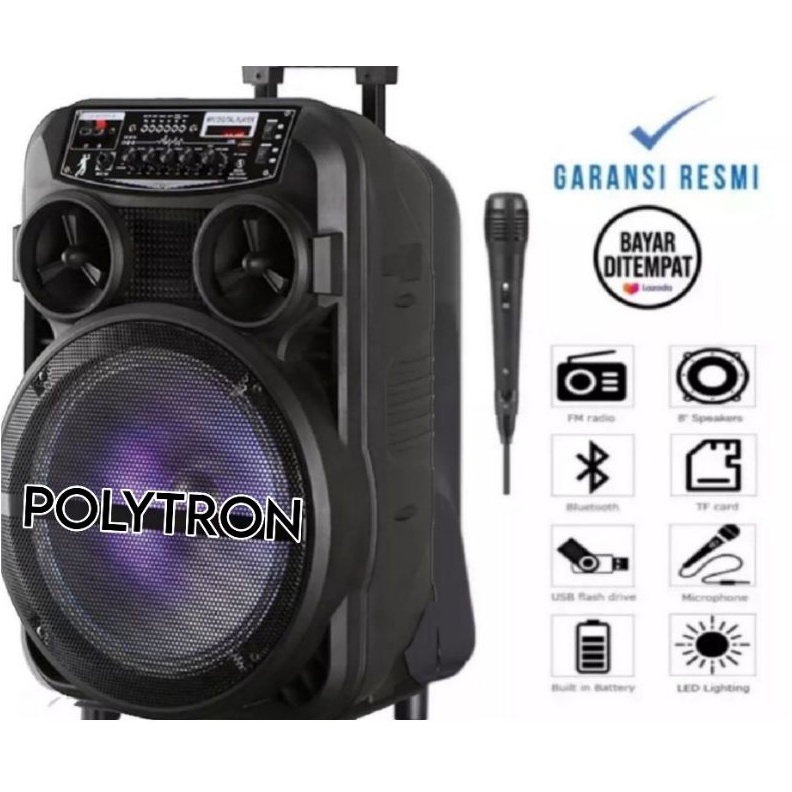 KODE H68Y SPEAKEE BLUETOOTH MP3 SALON 3381 POWER BASS KIMISO  POLYTRON KARAOKEAN GRATIS MIC KARAOKEN