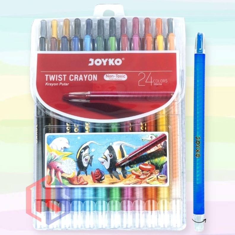 

KODE T14P Crayon Putar Twist Crayon Joyko Panjang 24 Warna TWCR24S