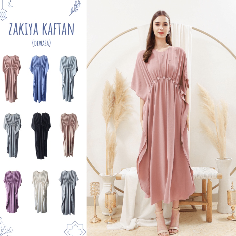 KODE D43B LA LA LAND ZAKIYA KAFTAN DEWASA  Baju Lebaran  Gamis  Maxi Dress  Kaftan Lebaran  Long Dre