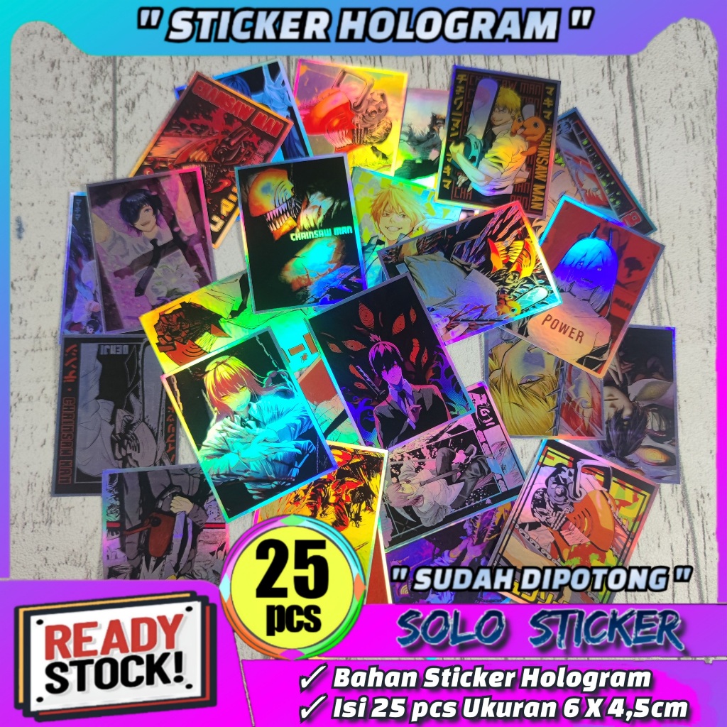 

25 pcs STICKER Anime Chain Saw Man HOLOGRAM ANTI AIR - SUDAH DIPOTONG