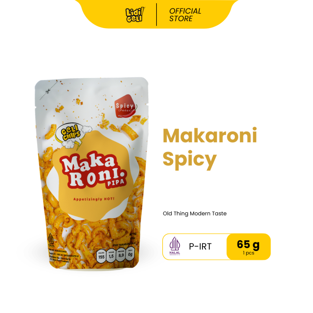 

Geli Chips Makaroni Pipa Spicy Pedas Gurih 65 gr