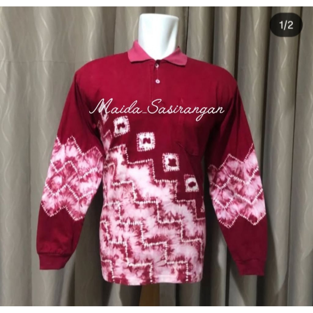 Kaos Sasirangan Kerah Pria Merah Putih Persiapan 17 Agustus an