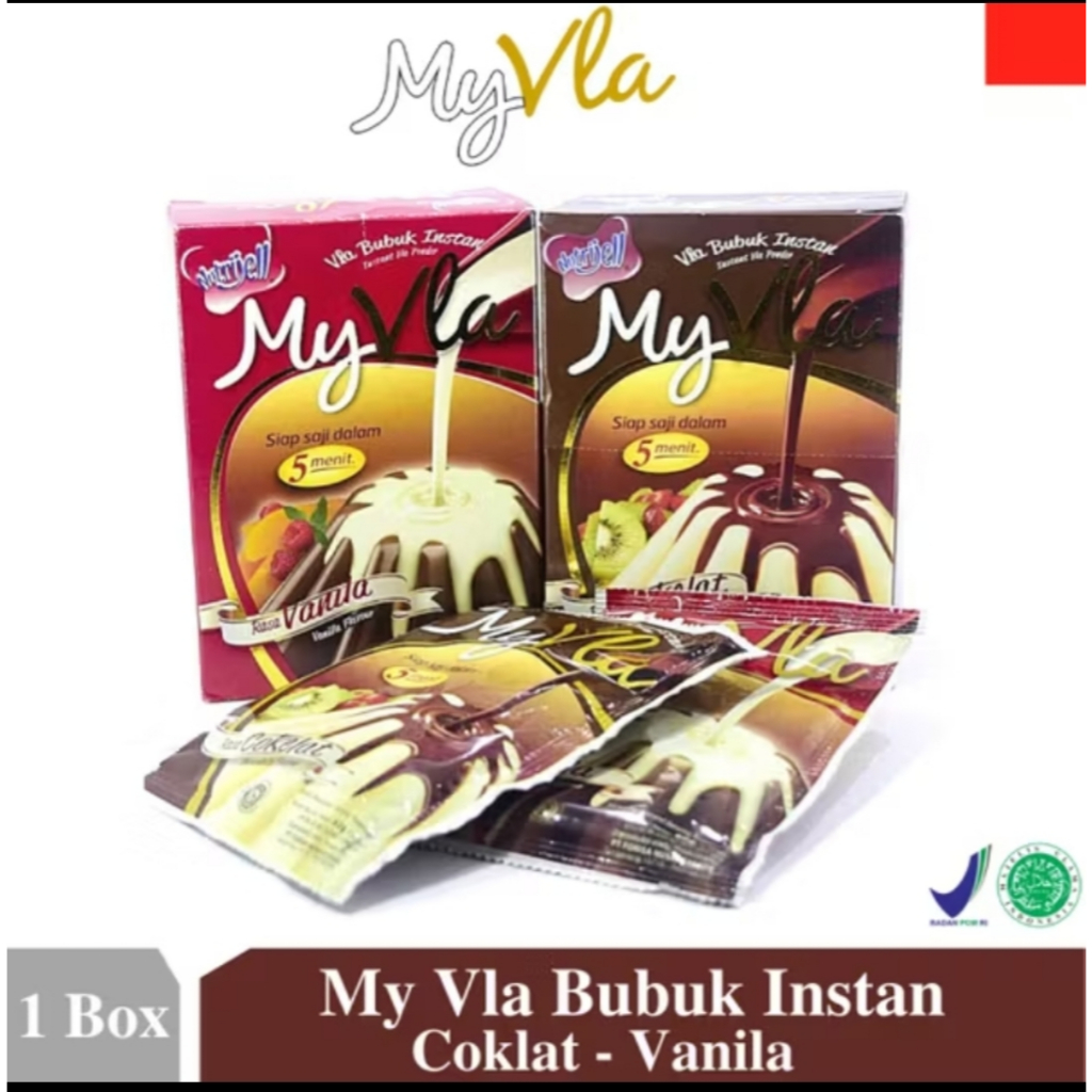 

MY VLA PUDING NUTRIJEL 60 gr COKLAT VANILA 1 BOX ISI 6pcs BUBUK INSTAN POWDER MURAH