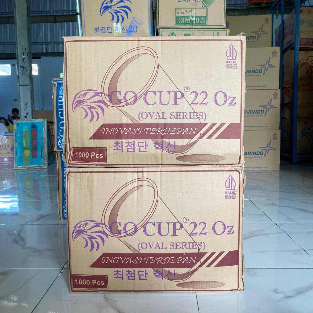 GOCUP Gelas Plastik 22oz Oval Tebal 9gr - Cup boba Es Teh Minuman Dingin