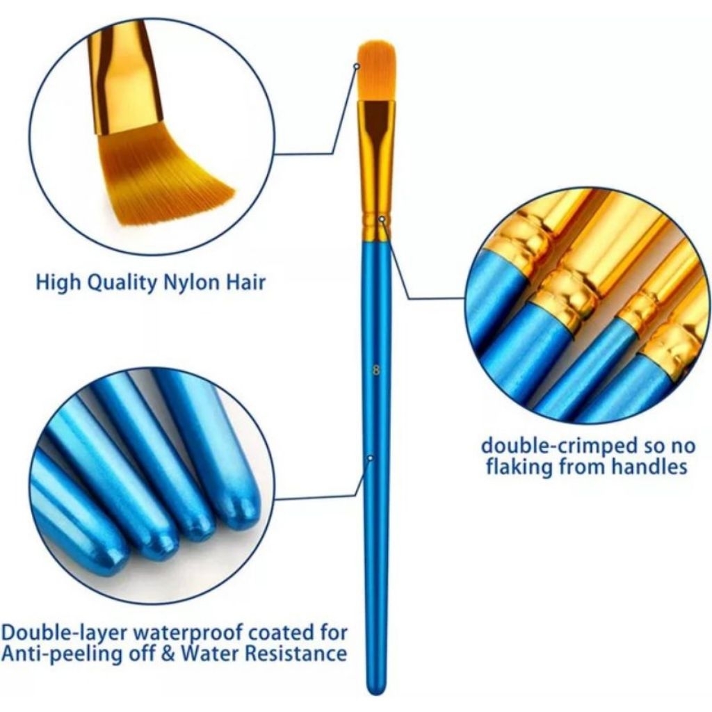 

10pcs Kuas Lukis Serbaguna – Untuk Cat Air, Cat Minyak & Body Painting