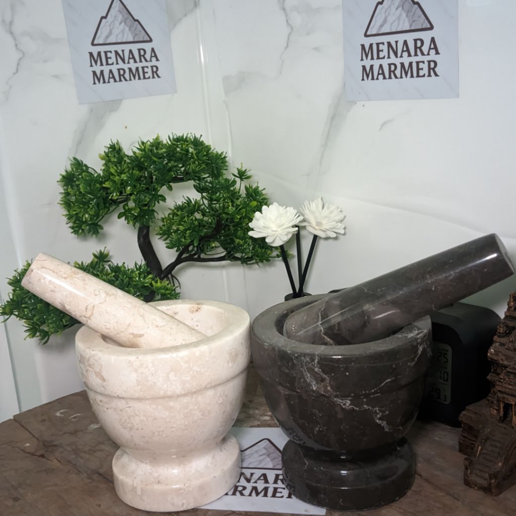 Lumpang Alu Batu Lesung Mini Marmer Asli Tumbukan Obat Marmer