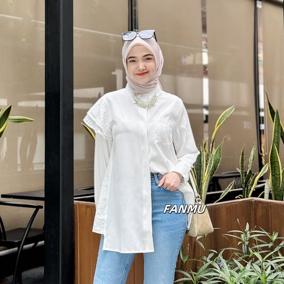 [Aruna] Ootd Blouse Putih Wanita/Baju Kemeja Putih Kerja Wanita
