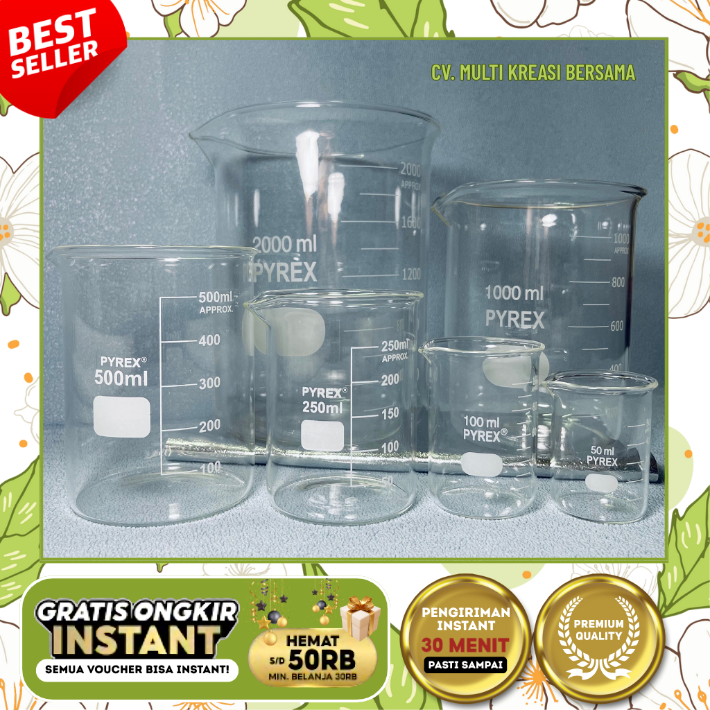 NEW  BEAKER GLASS PYREX / MEASURING BEAKER PYREX / BOROSILICATE GLASS / BEAKER BOROSILIKAT /