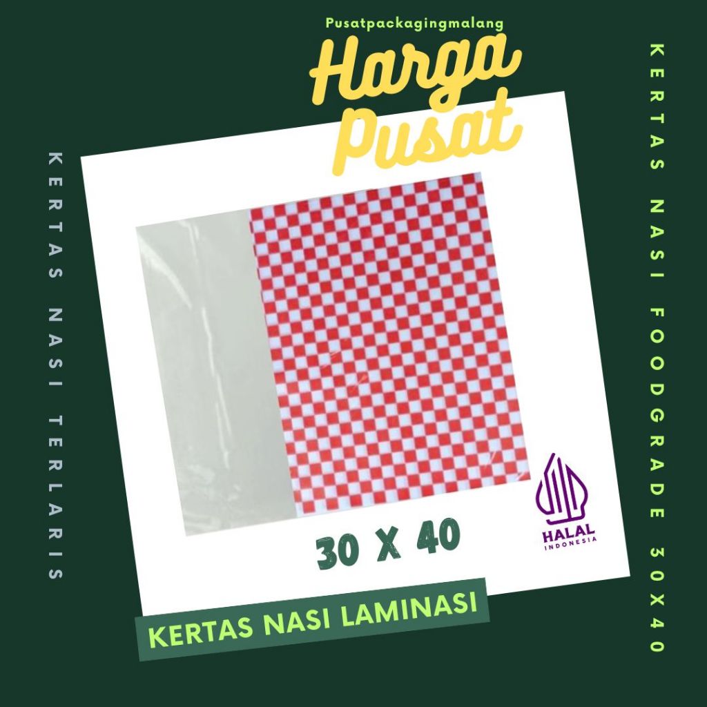 Kertas Nasi Printing Isi 500 30x40 | Foodgrade | KFC Paper Wrap | Burger | Packing Kebab | laminasi