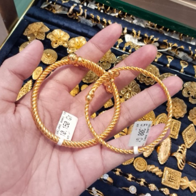 gelang ulir dewasa simple elegant emas asli kadar 700