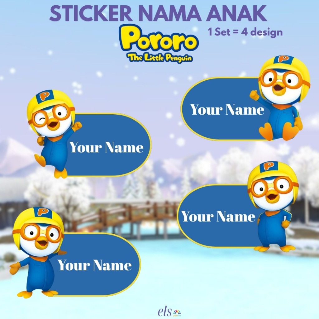 

Stiker Label Nama Anak Custom Premium Quality Print Karakter Pororo The Little Pinguin Sticker Pack Waterproof Oilproof Promo Termurah Bandung Ready