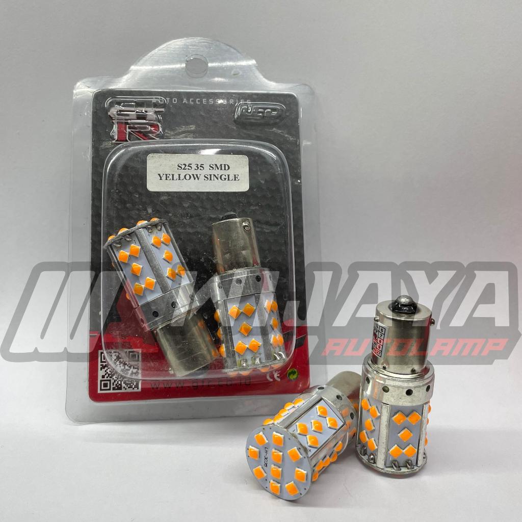 LAMPU LED SEIN ENGKEL S25 / T20 12V 35 SMD KUNING GTR SUPER BRIGHT