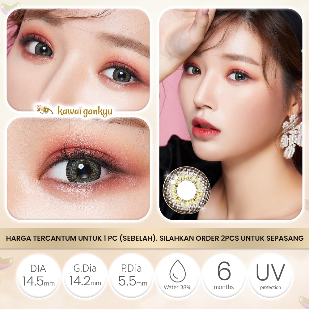 KawaiGankyu - Voxie Phoenix Gray (1pc/SETENGAH PASANG) | Softlens Korea Premium 14.5mm Motif Abu Ter