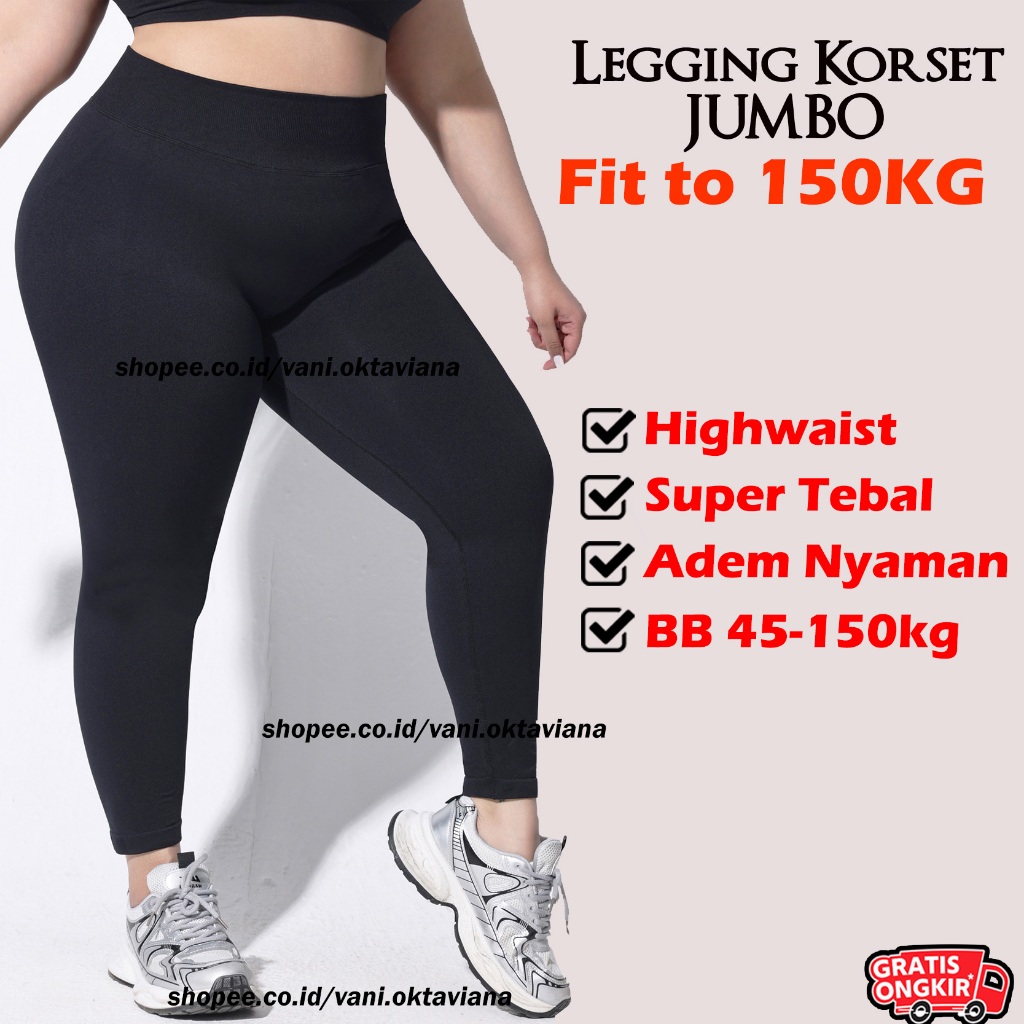 Legging Korset - Legging Wanita Korset Pelangsing HighWaist Jumbo – Pengecil Perut Nyaman & Slim