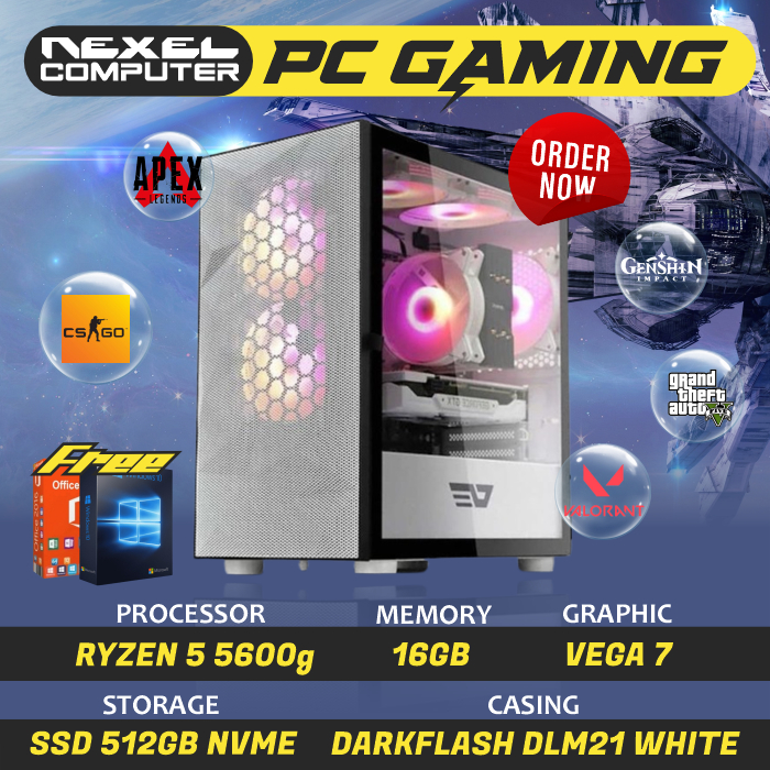 Pc Gaming - Ryzen 5 5600G - RAM 16GB RAM - SSD 512GB NVME | Vega Onboard - B550M