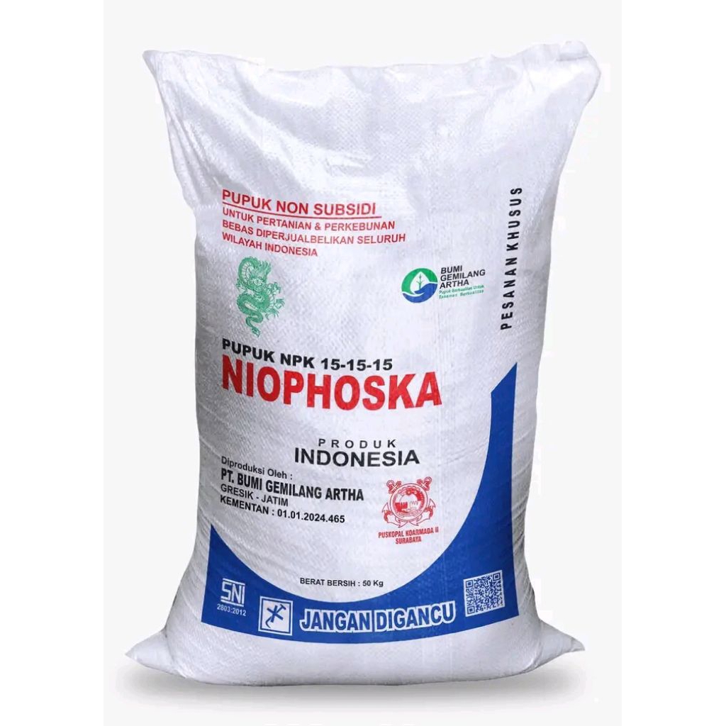 Pupuk NPK 151515 Niophoska kemasan 1kg.